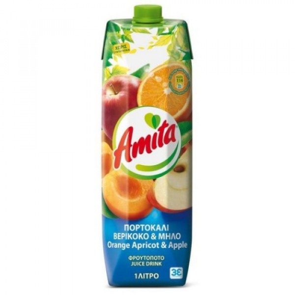 Χυμός AMITA 1lit Πορτοκάλι Βερίκοκο και Μήλο